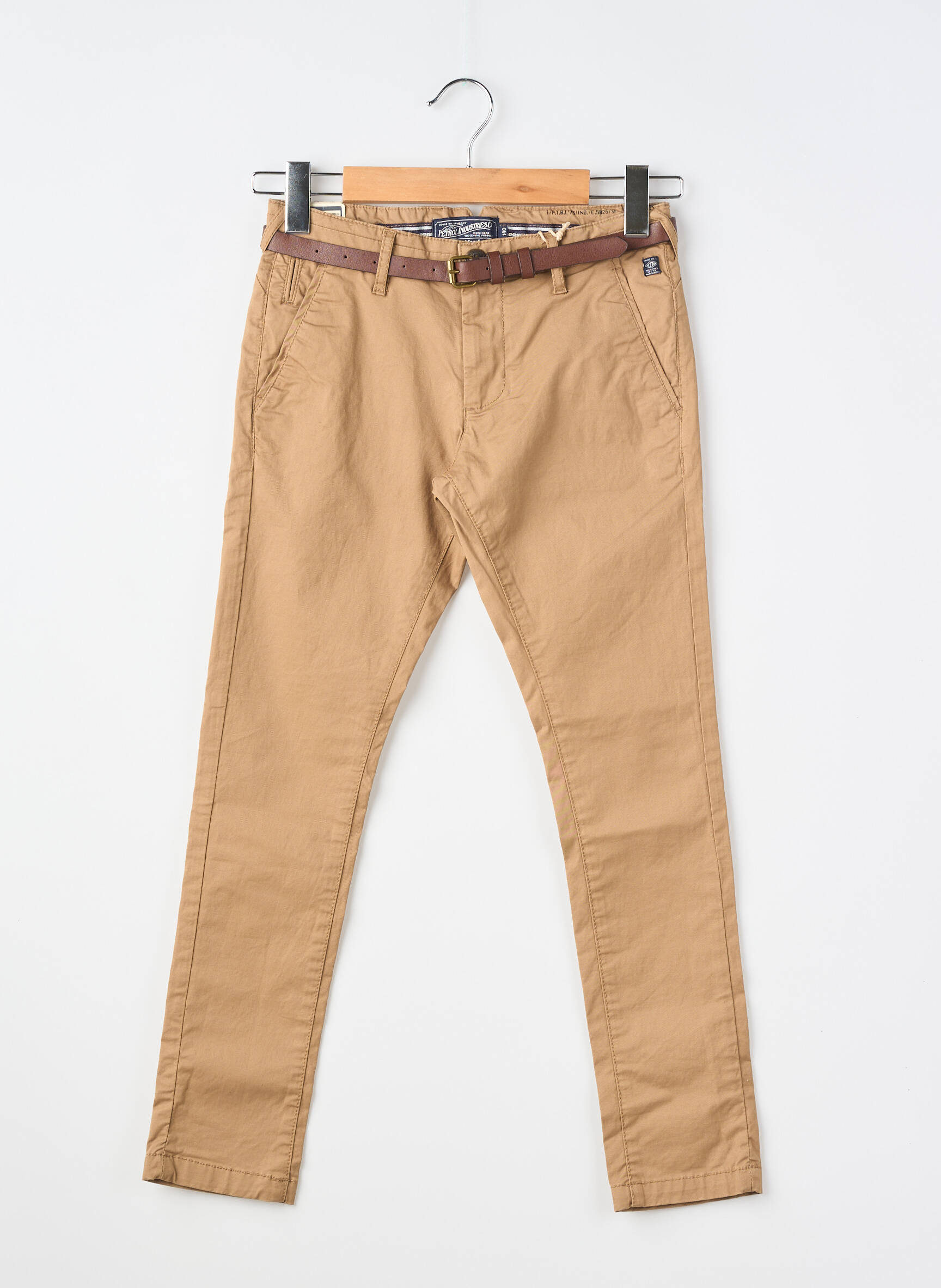 Pantalon chino tissage popeline marron PETROL INDUSTRIES garçon