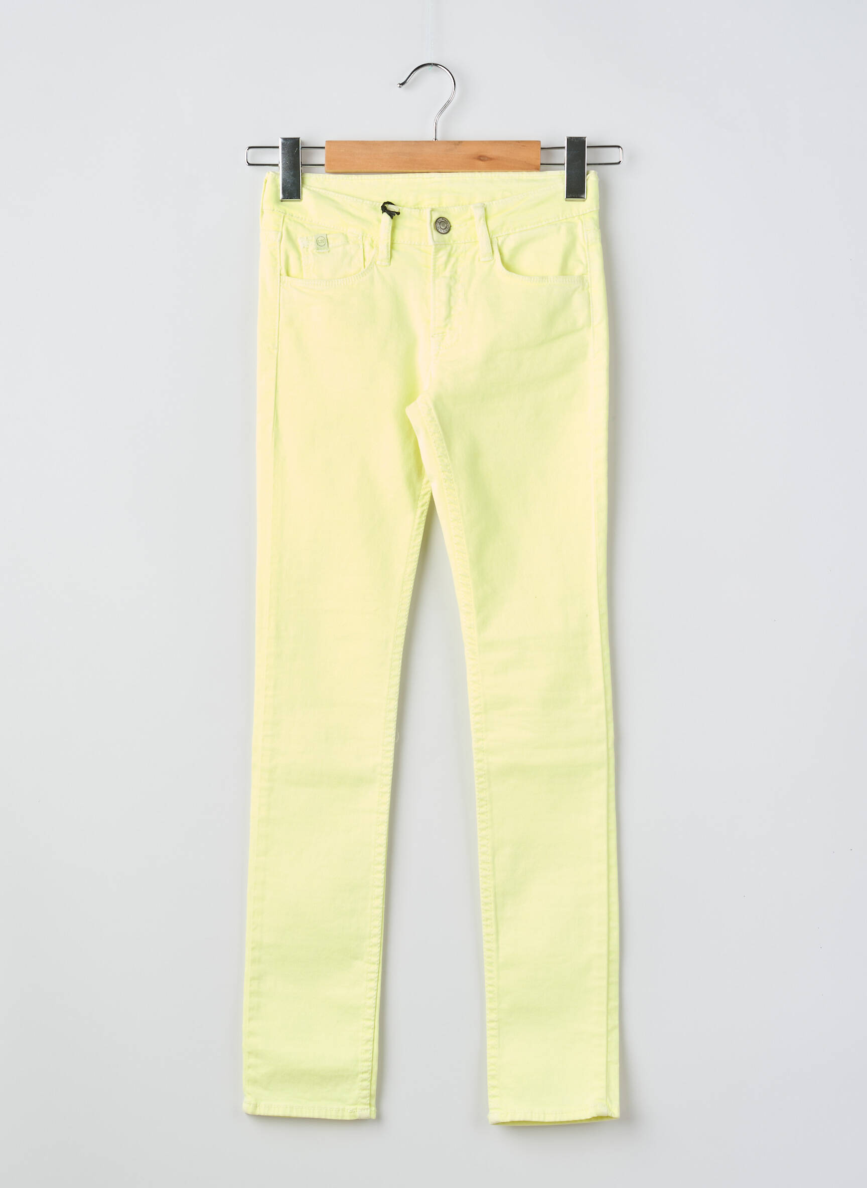 Pantalon slim tissage popeline jaune LE TEMPS DES CERISES fille