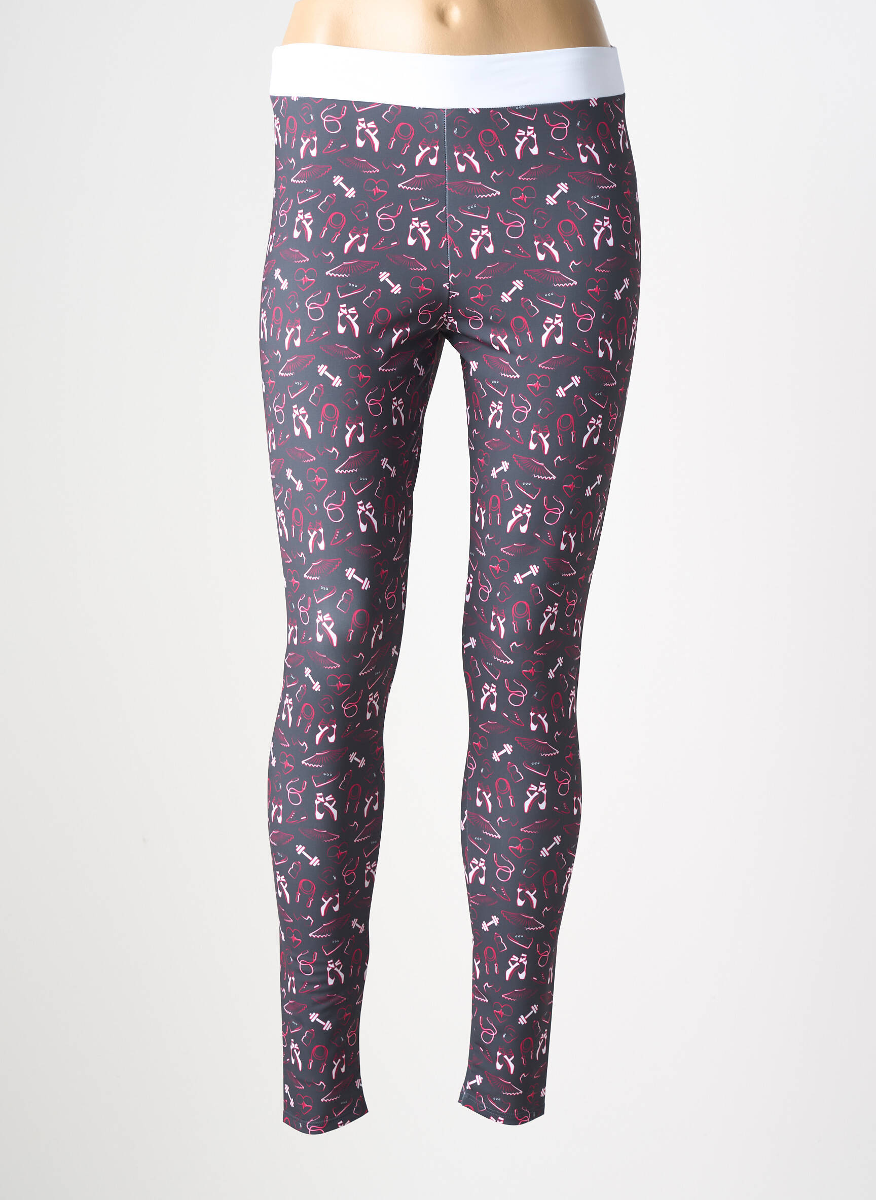 Legging effet matière satinée taille normale gris LES POULETTES FITNESS femme