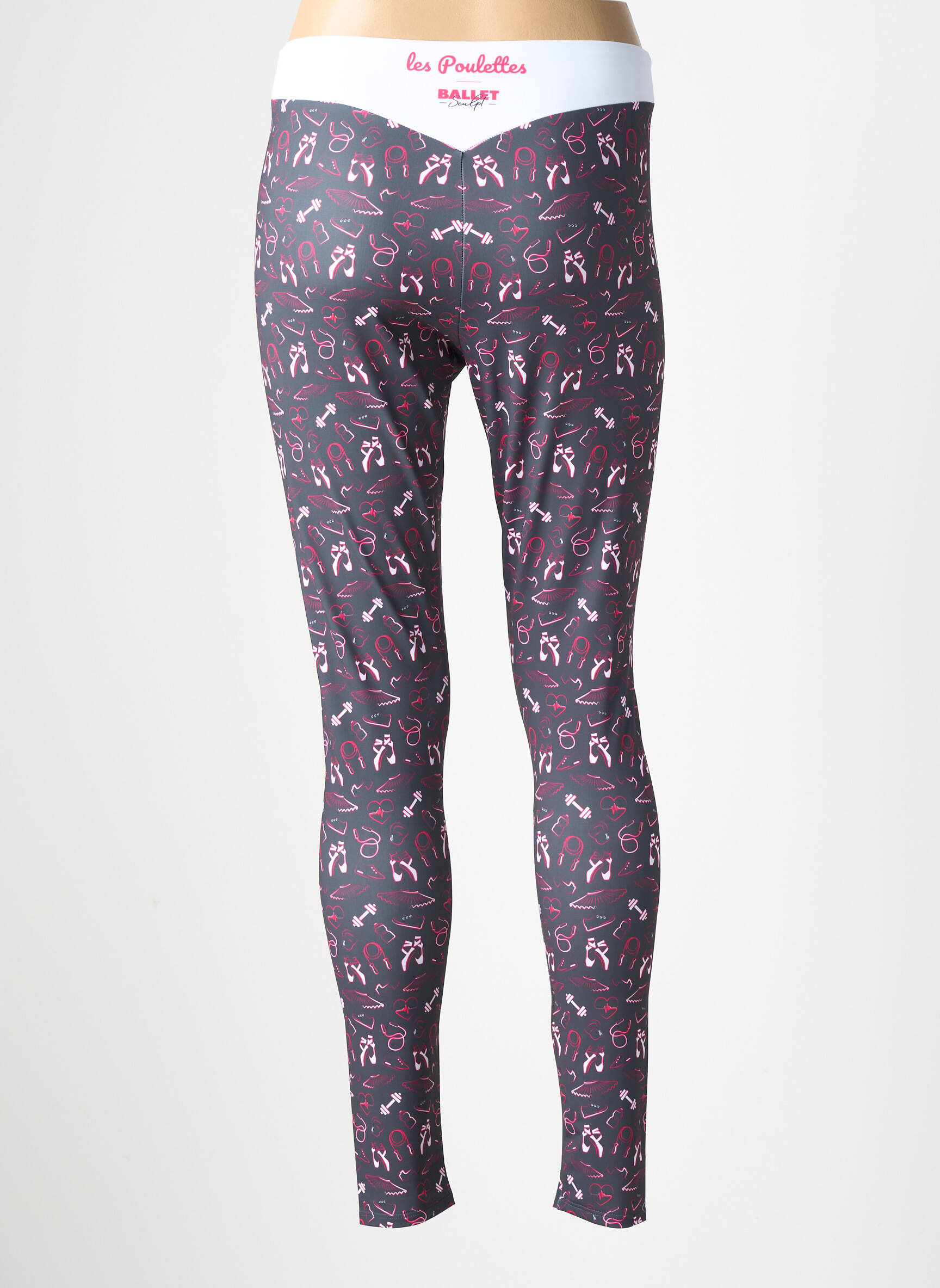 Legging effet matière satinée taille normale gris LES POULETTES FITNESS femme