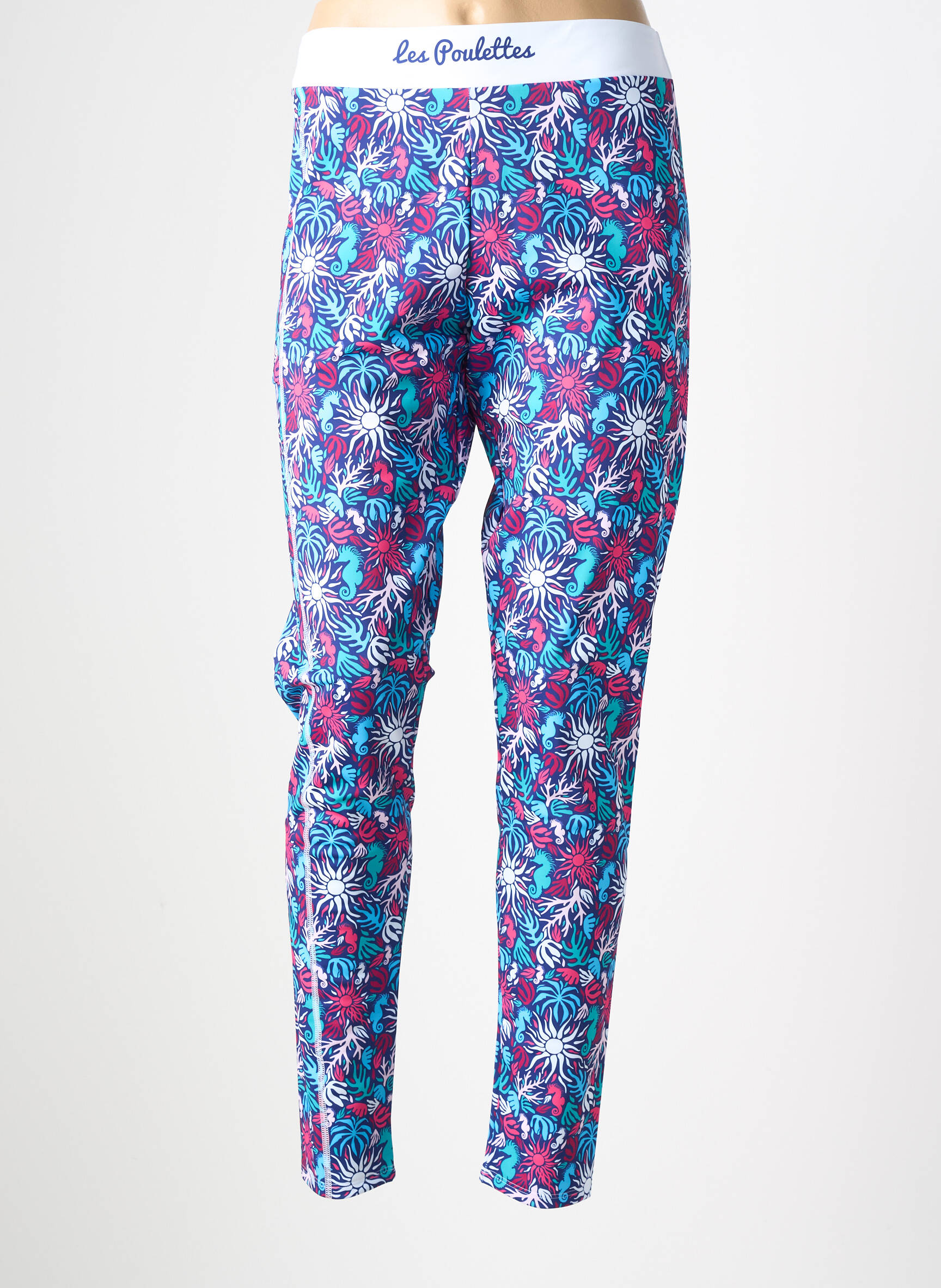 Legging effet matière satinée taille normale bleu LES POULETTES FITNESS femme