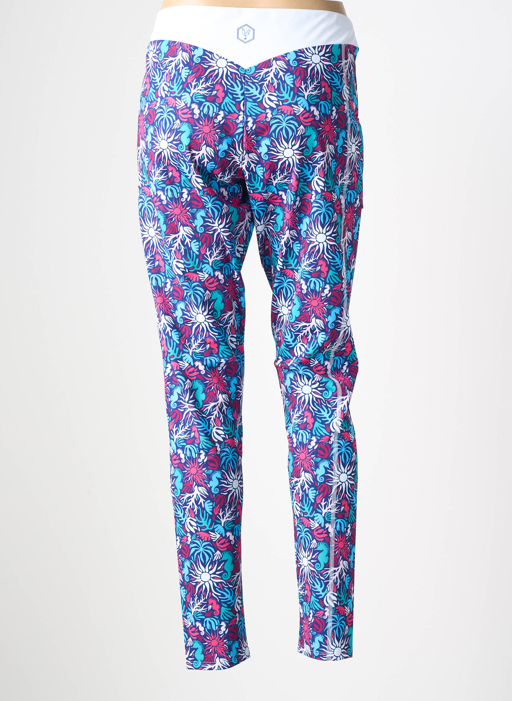 Legging effet matière satinée taille normale bleu LES POULETTES FITNESS femme