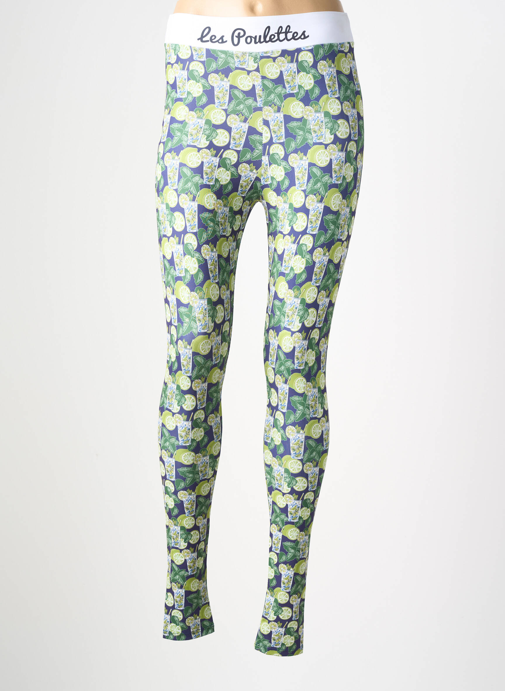 Legging effet matière satinée taille normale vert LES POULETTES FITNESS femme