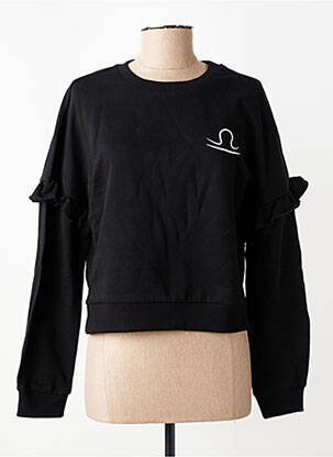 Sweat-shirt sérigraphie floquée manches longues noir LES POULETTES FITNESS femme