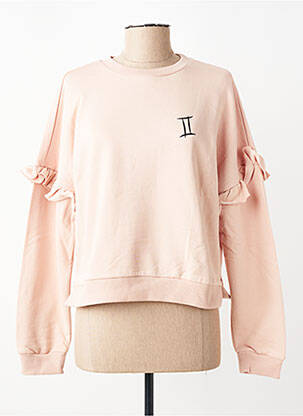 Sweat-shirt sérigraphie floquée manches longues rose LES POULETTES FITNESS femme