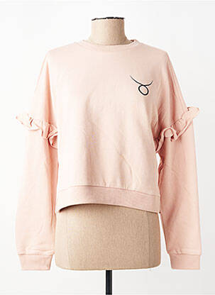 Sweat-shirt sérigraphie floquée manches longues rose LES POULETTES FITNESS femme