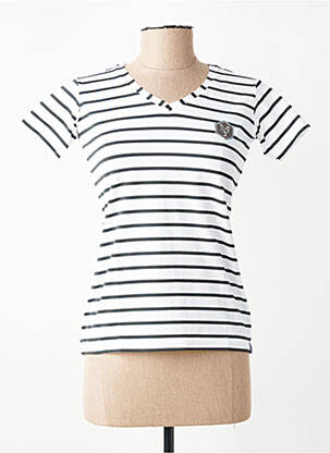 T-shirt col v manches courtes blanc LES POULETTES FITNESS femme