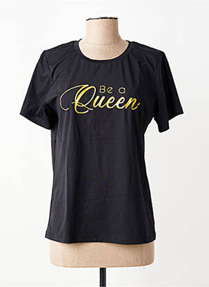 T-shirt sérigraphie floquée manches courtes noir LES POULETTES FITNESS femme