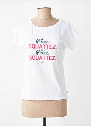 T-shirt sérigraphie floquée manches courtes blanc LES POULETTES FITNESS femme