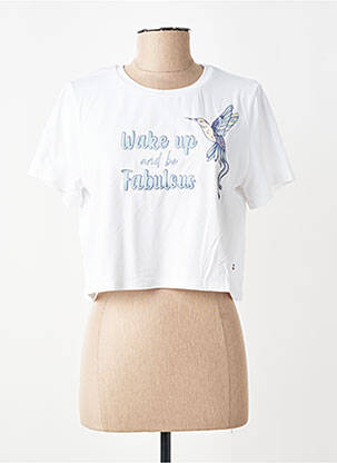 T-shirt sérigraphie floquée manches courtes blanc LES POULETTES FITNESS femme