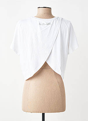 T-shirt sérigraphie floquée manches courtes blanc LES POULETTES FITNESS femme