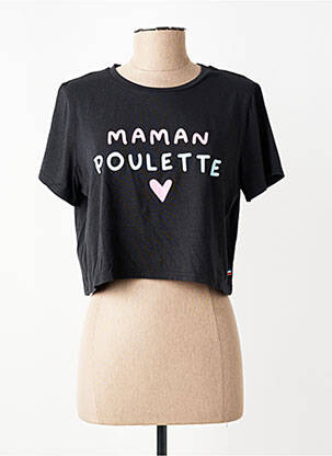 T-shirt sérigraphie floquée manches courtes noir LES POULETTES FITNESS femme