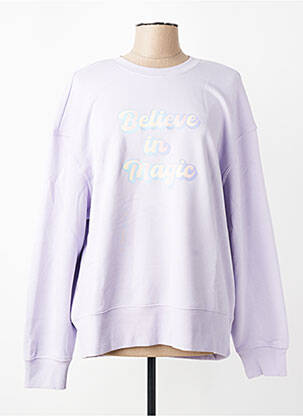 Sweat-shirt sérigraphie floquée manches longues violet LES POULETTES FITNESS femme