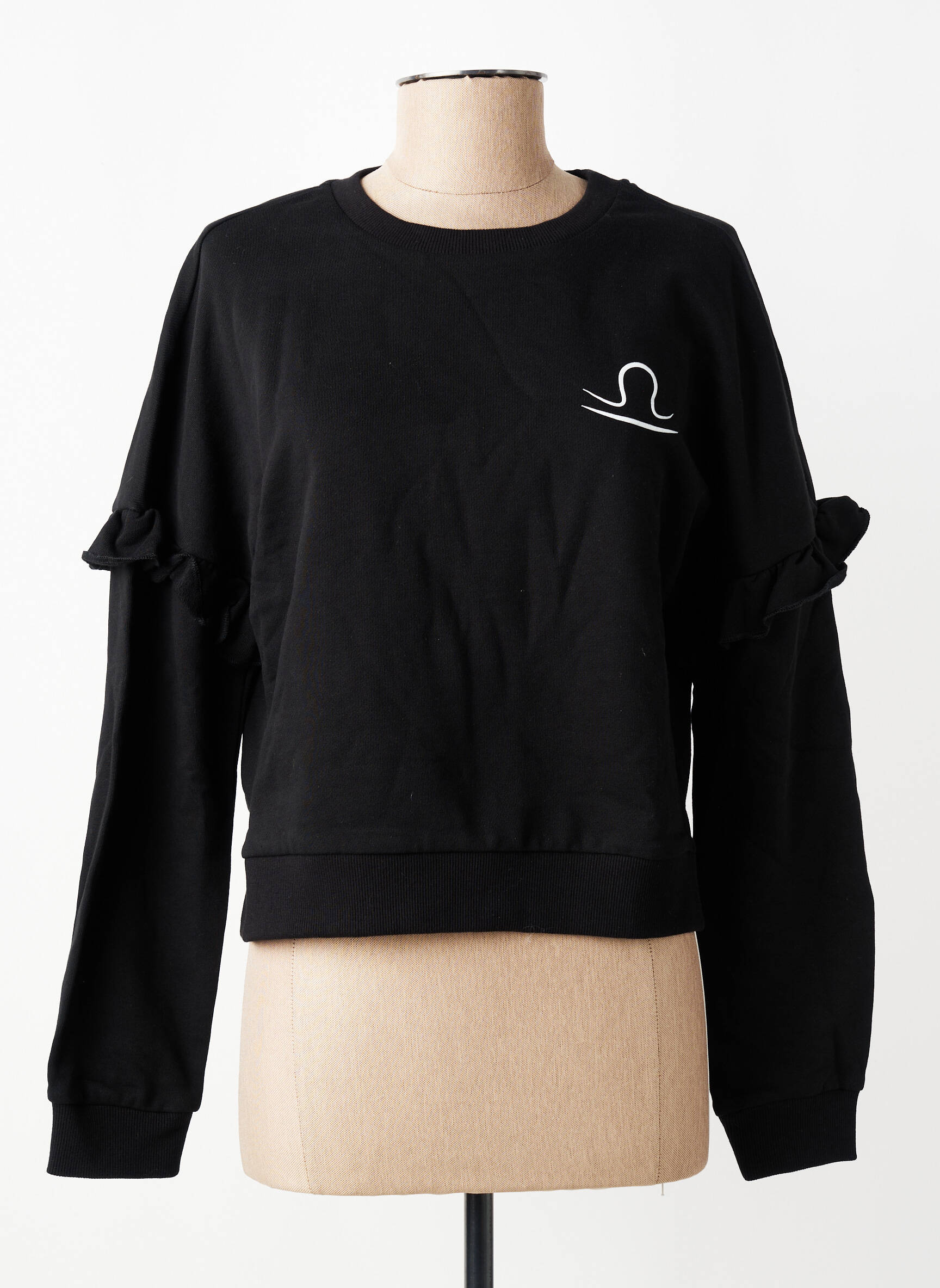 Sweat-shirt sérigraphie floquée manches longues noir LES POULETTES FITNESS femme