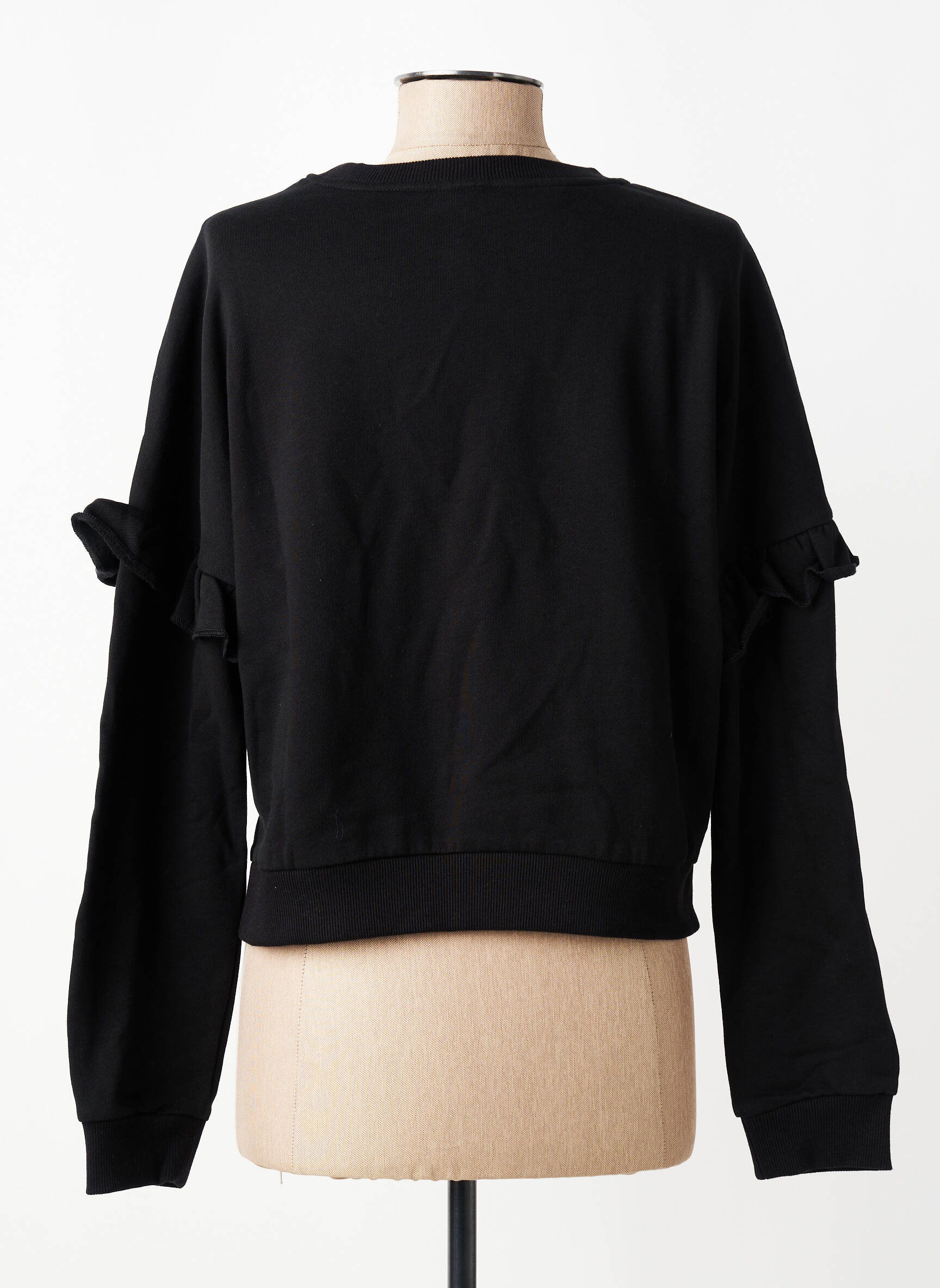 Sweat-shirt sérigraphie floquée manches longues noir LES POULETTES FITNESS femme