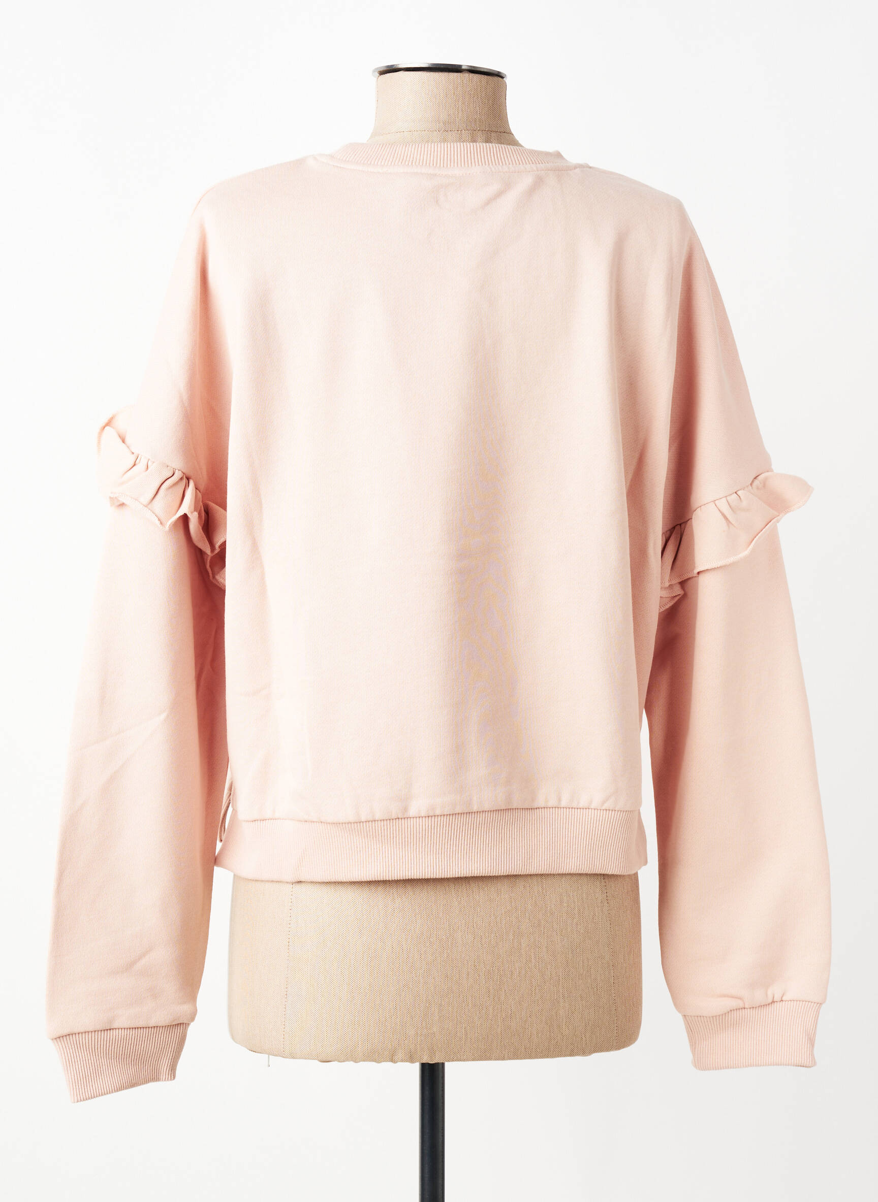 Sweat-shirt sérigraphie floquée manches longues rose LES POULETTES FITNESS femme