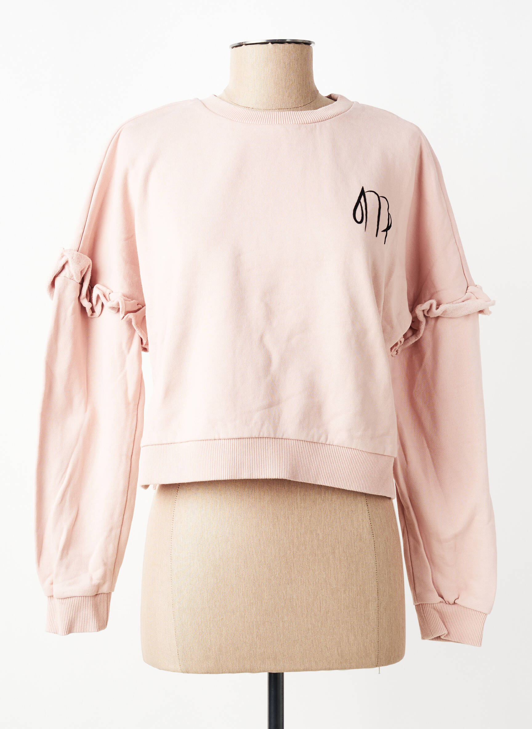 Sweat-shirt sérigraphie floquée manches longues rose LES POULETTES FITNESS femme