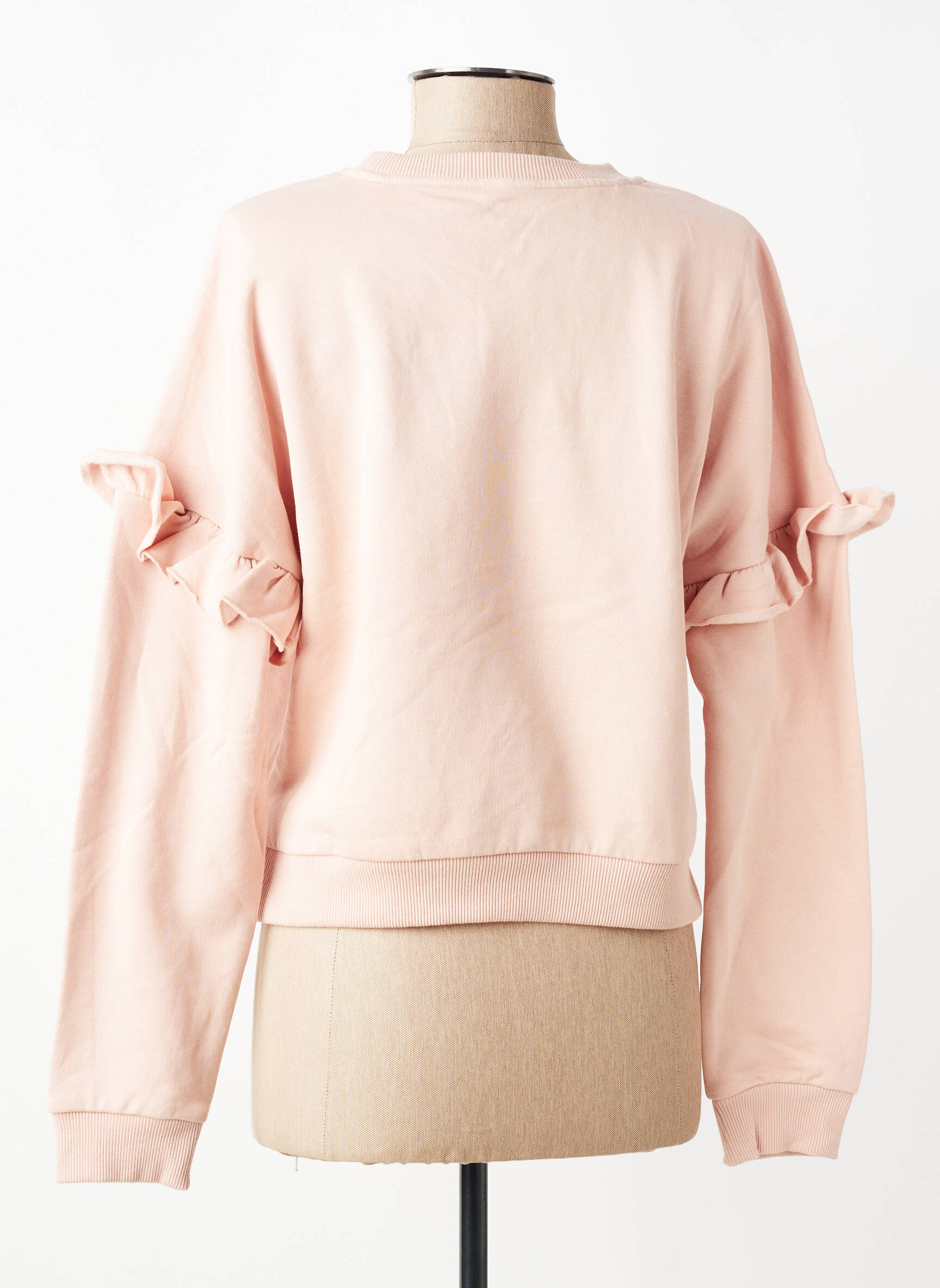 Sweat-shirt sérigraphie floquée manches longues rose LES POULETTES FITNESS femme