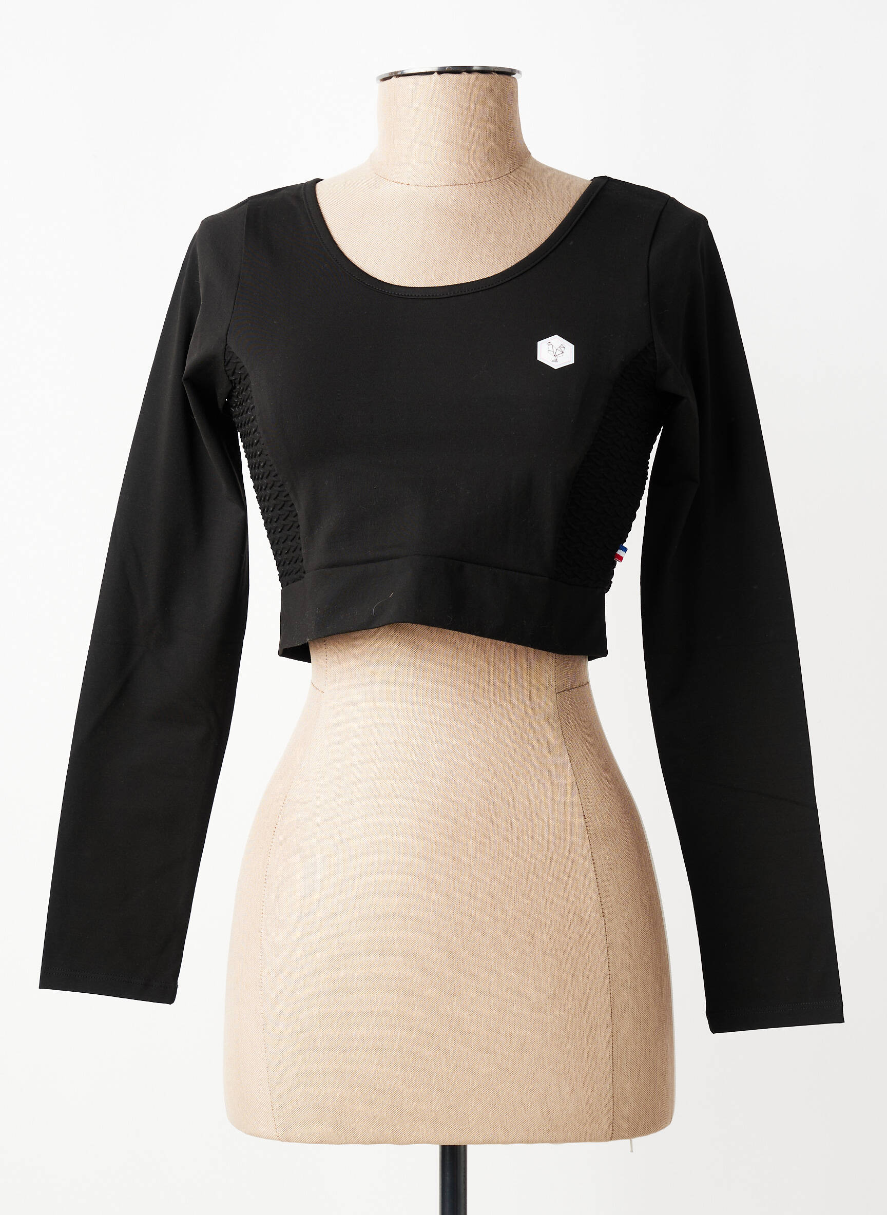 Top stretch manches longues noir LES POULETTES FITNESS femme