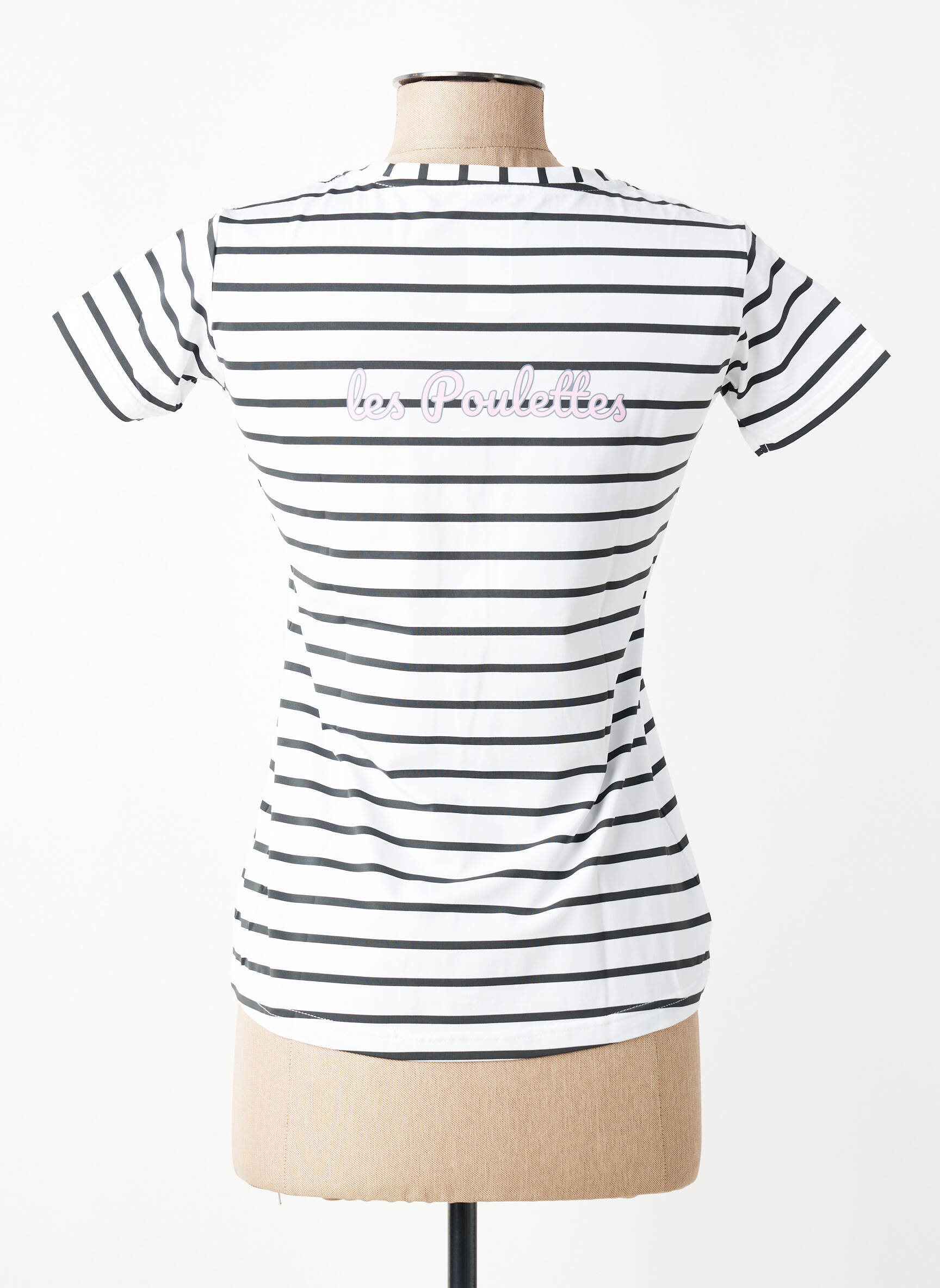 T-shirt col v manches courtes blanc LES POULETTES FITNESS femme