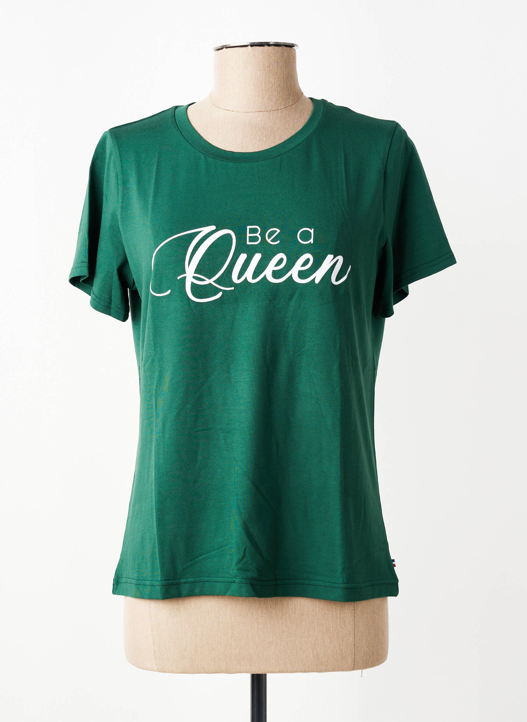 T-shirt sérigraphie floquée manches courtes vert LES POULETTES FITNESS femme