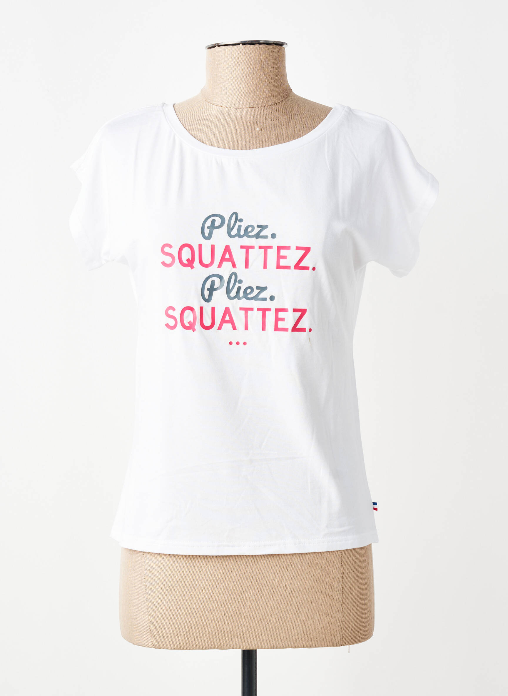 T-shirt sérigraphie floquée manches courtes blanc LES POULETTES FITNESS femme