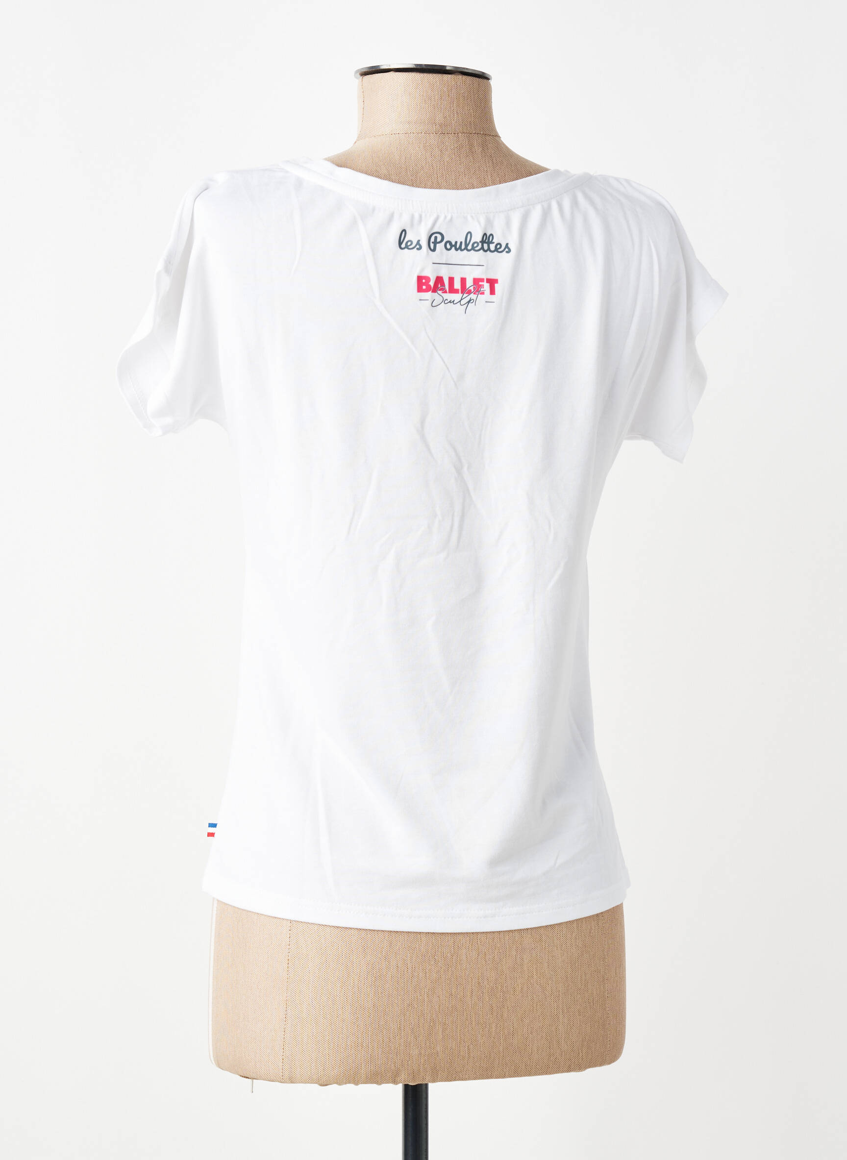 T-shirt sérigraphie floquée manches courtes blanc LES POULETTES FITNESS femme