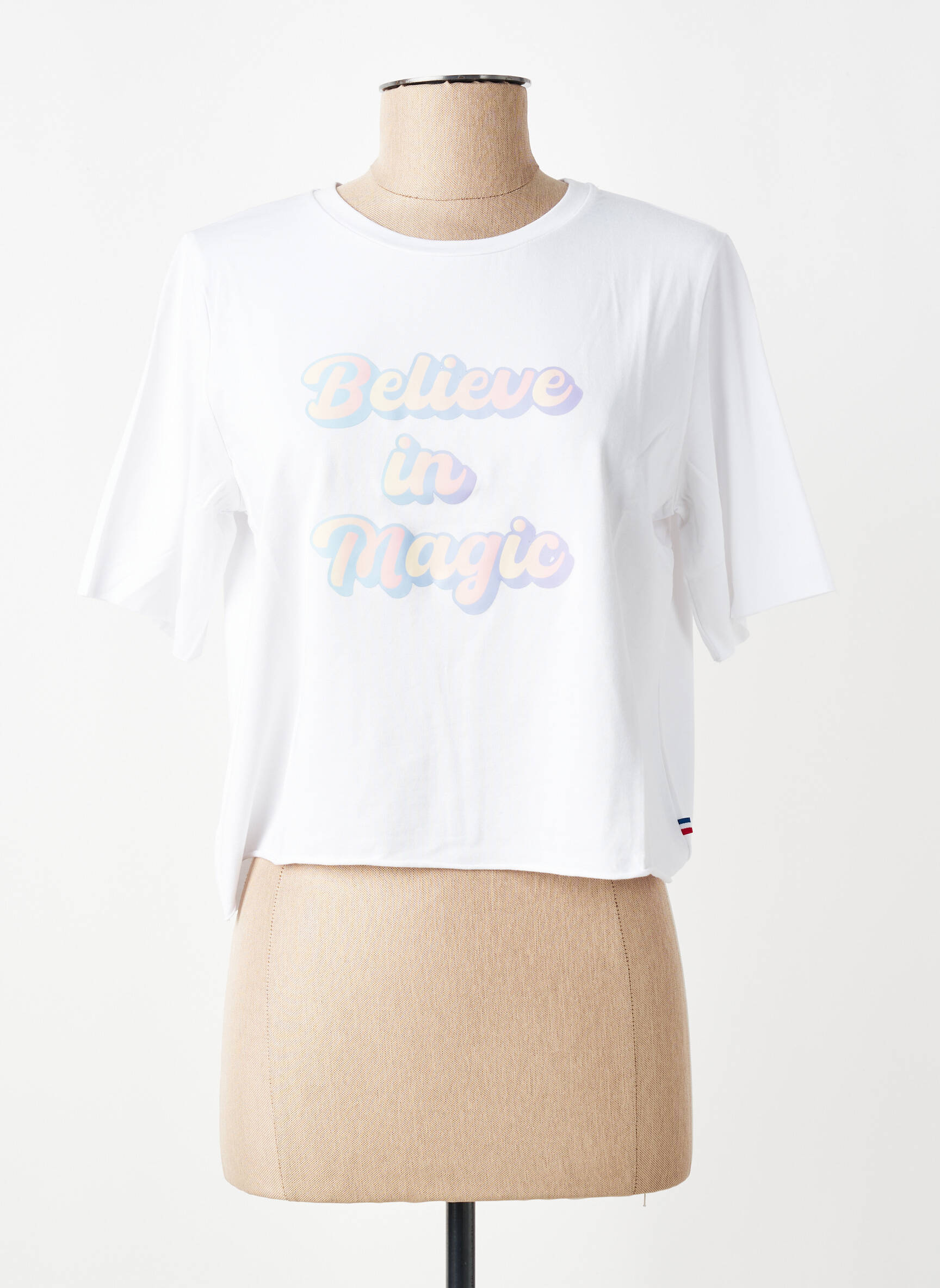 T-shirt sérigraphie floquée manches courtes blanc LES POULETTES FITNESS femme