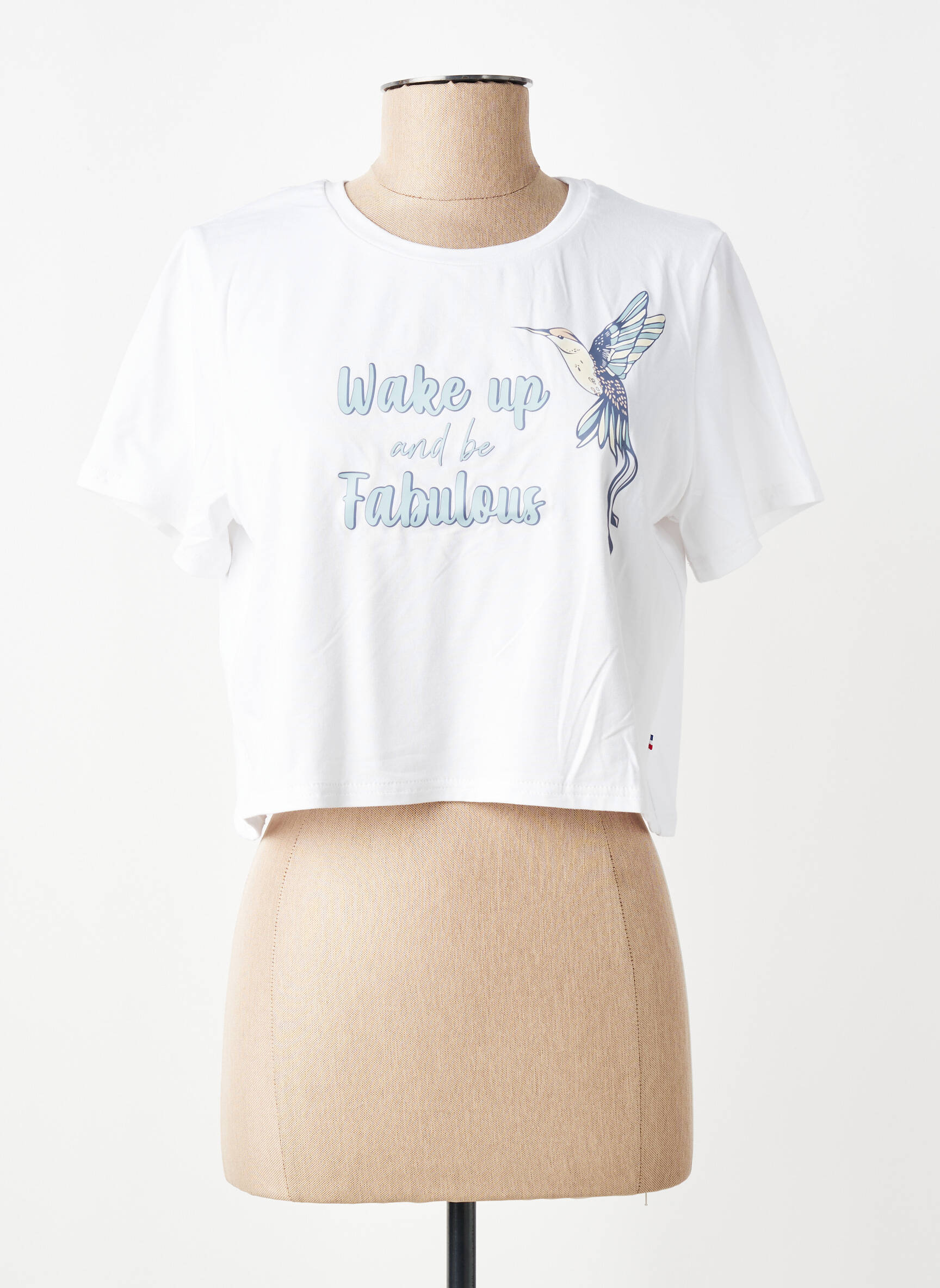 T-shirt sérigraphie floquée manches courtes blanc LES POULETTES FITNESS femme