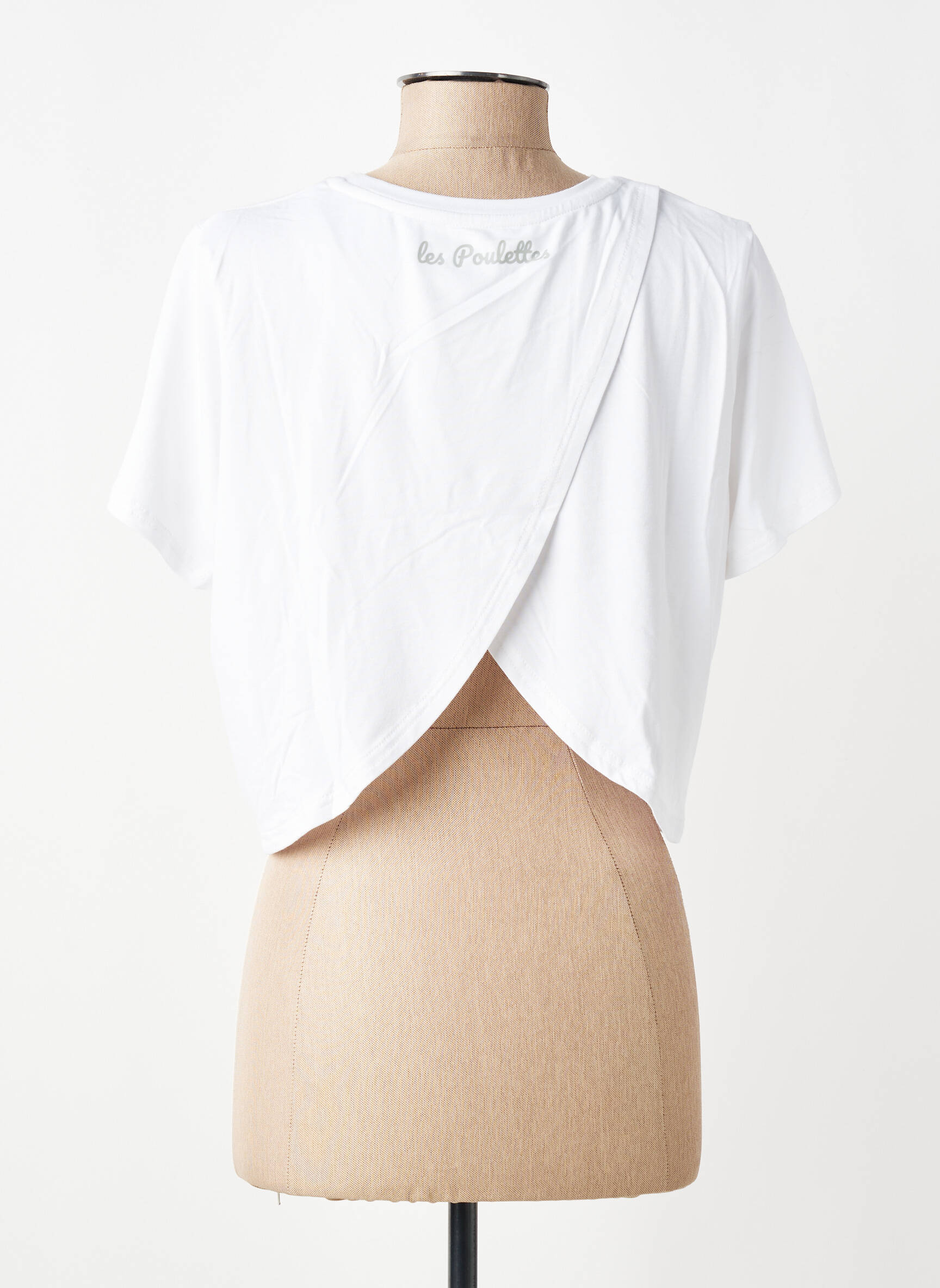 T-shirt sérigraphie floquée manches courtes blanc LES POULETTES FITNESS femme