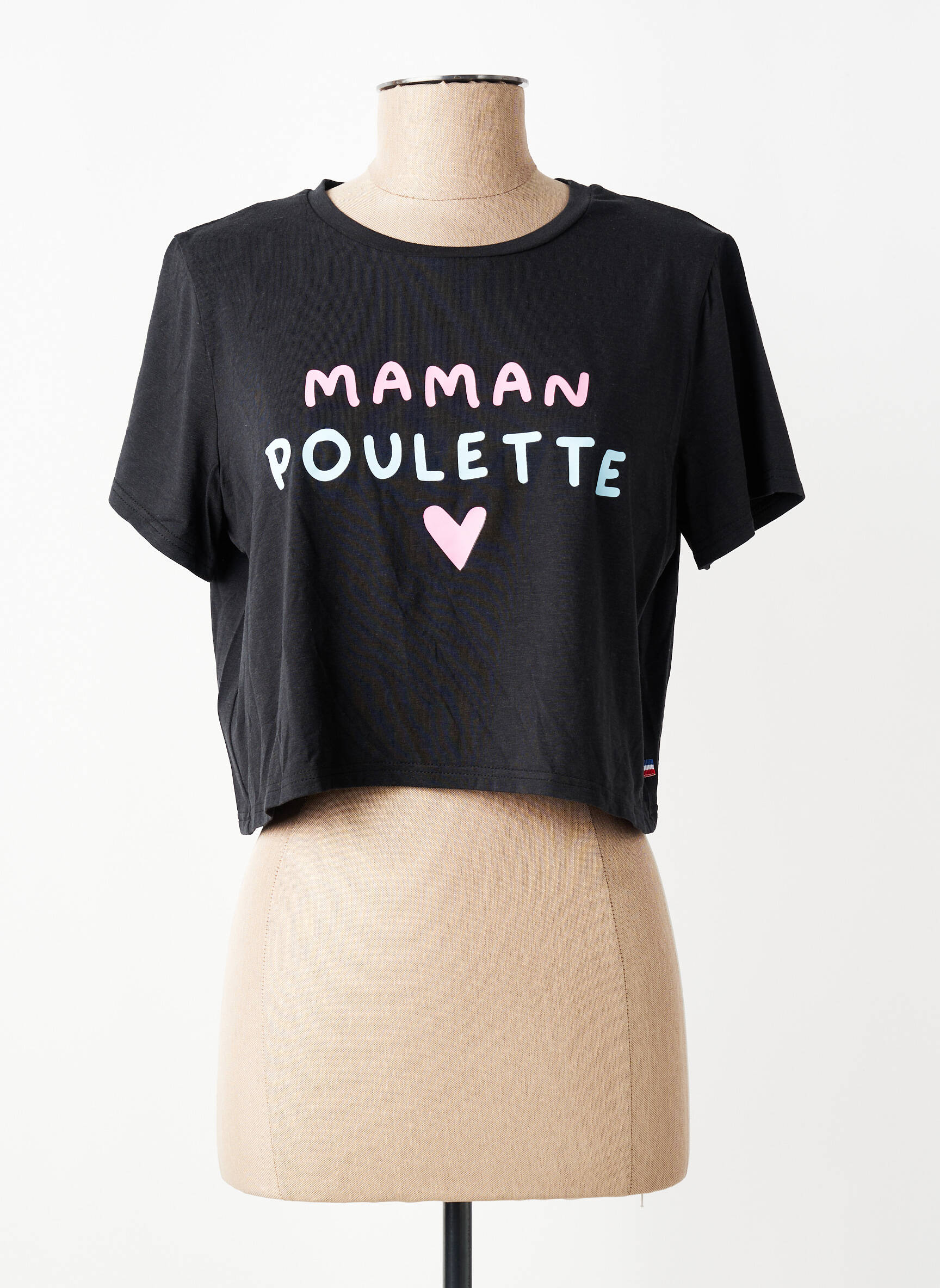 T-shirt sérigraphie floquée manches courtes noir LES POULETTES FITNESS femme