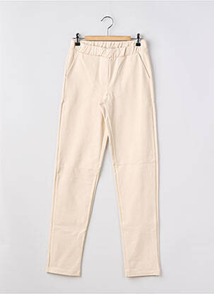 Pantalon slim tissage popeline taille élastique beige GEISHA fille