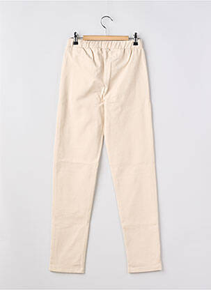 Pantalon slim tissage popeline taille élastique beige GEISHA fille