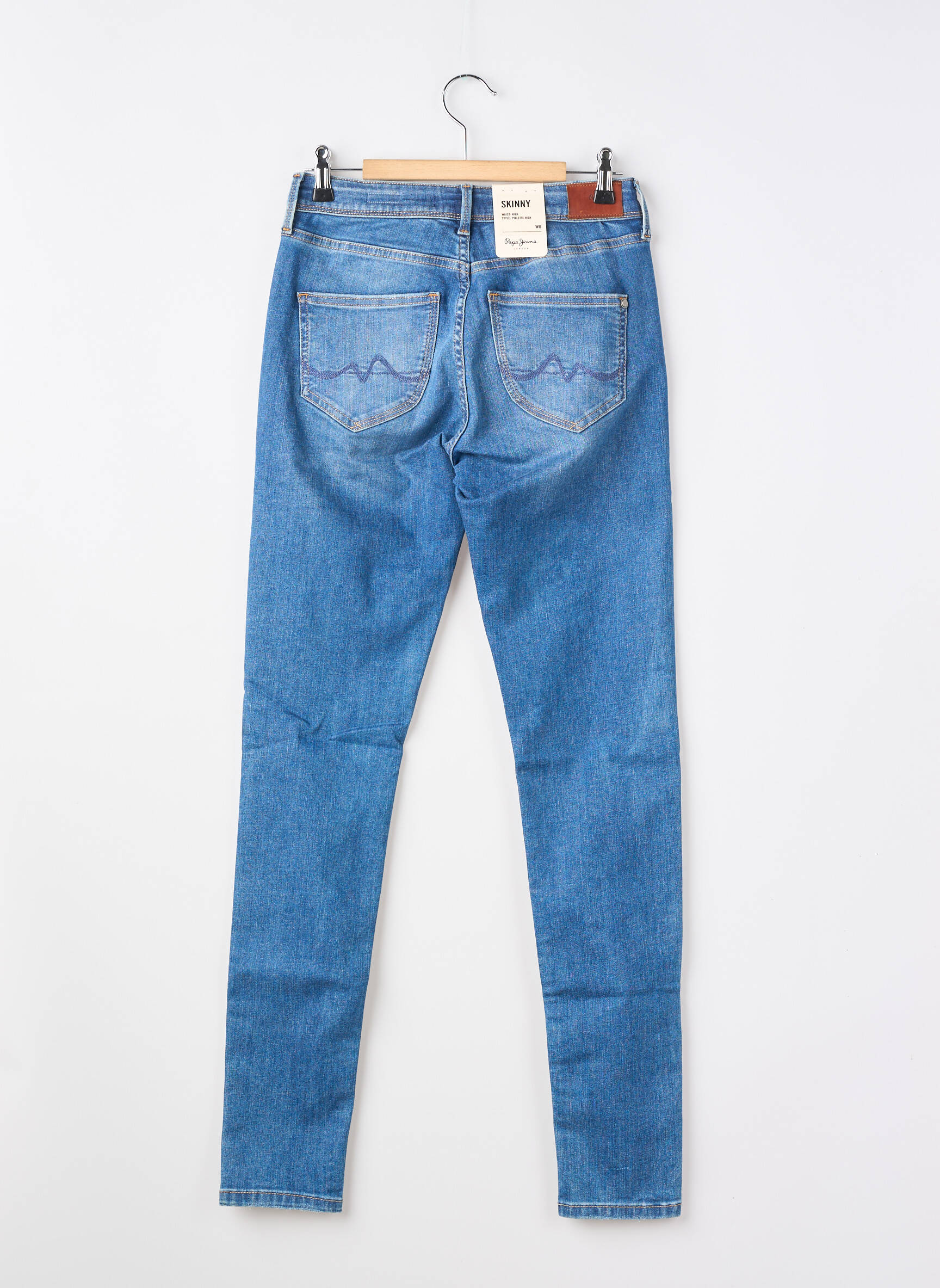 Jeans coupe slim effet usé délavé bleu PEPE JEANS fille