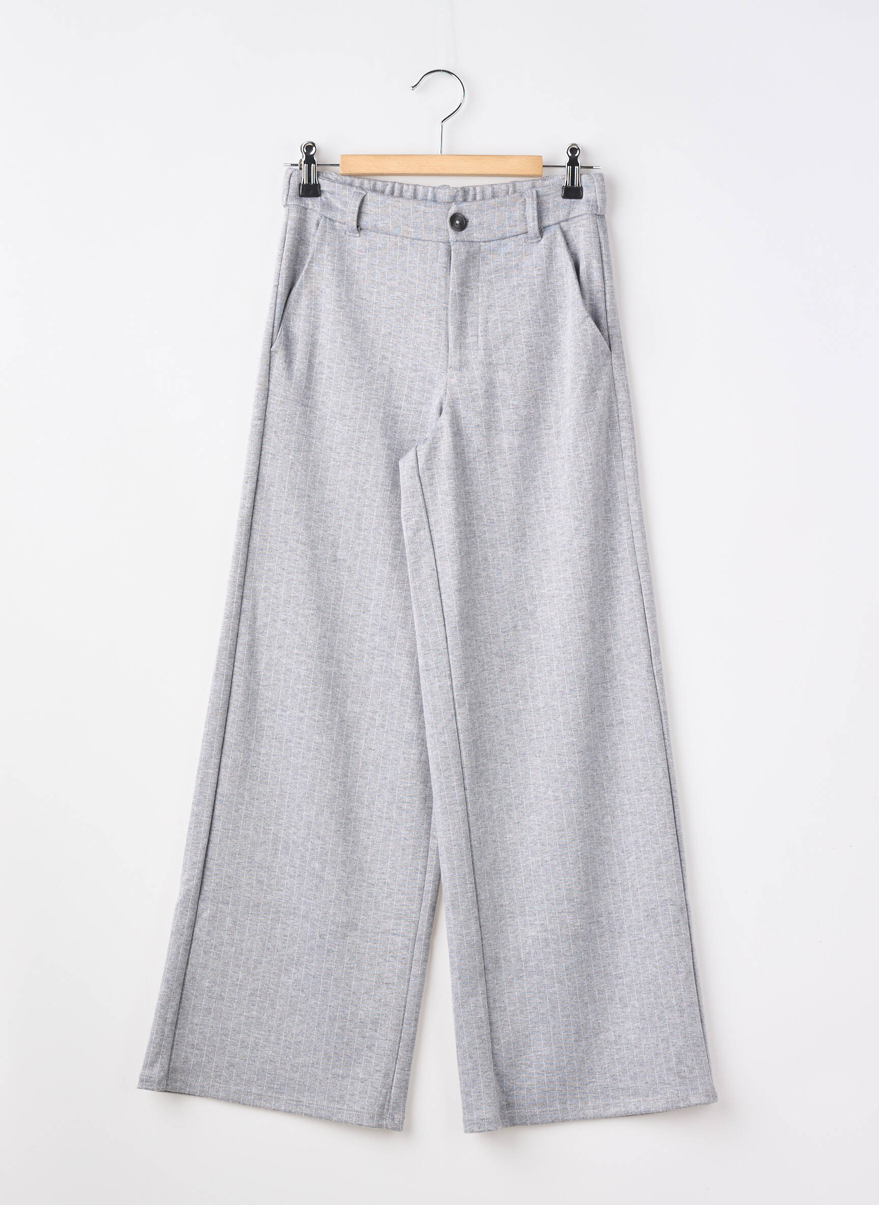 Pantalon droit fermeture zippée sous rabat boutonné gris GARCIA fille