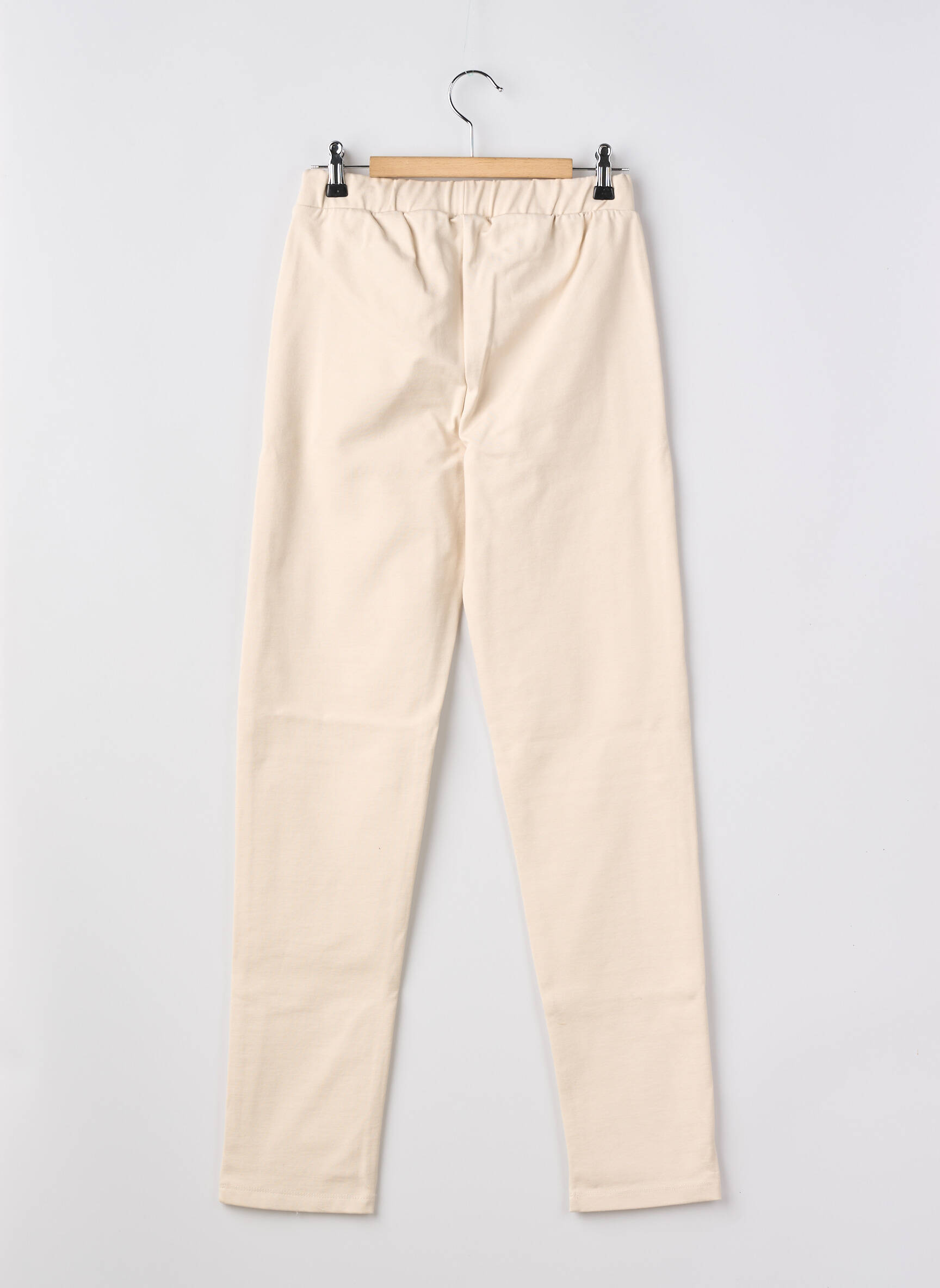 Pantalon slim tissage popeline taille élastique beige GEISHA fille