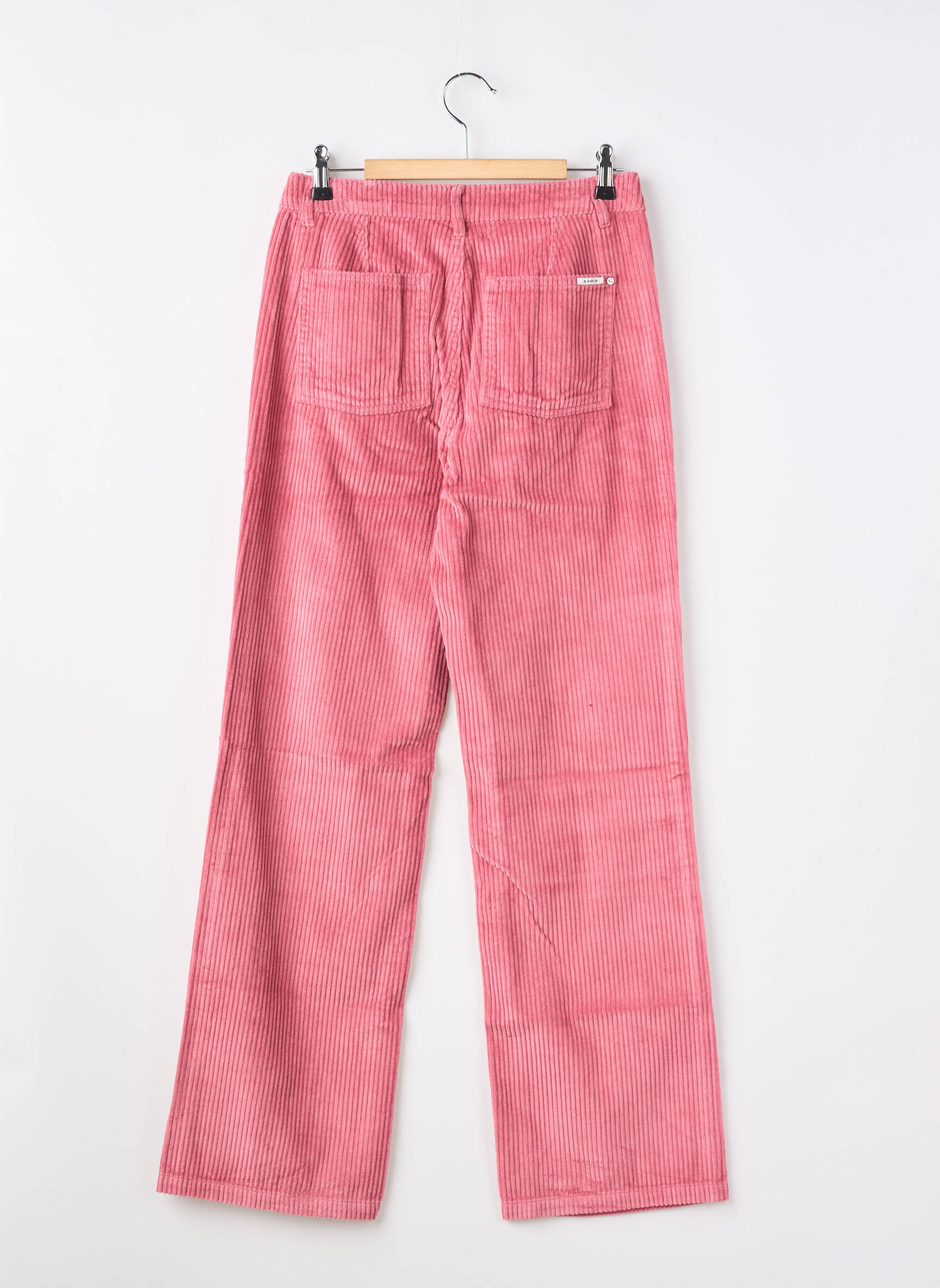 Pantalon droit fermeture zippée sous rabat boutonné rose GARCIA fille