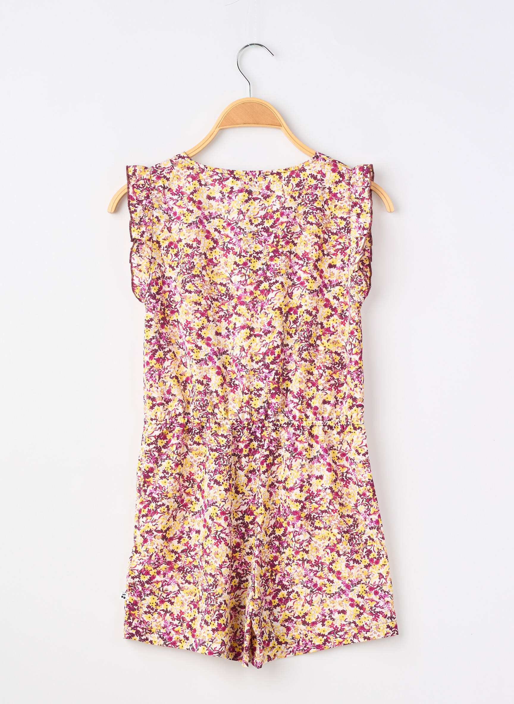 Combishort imprimé fleurs manches courtes violet LE TEMPS DES CERISES fille