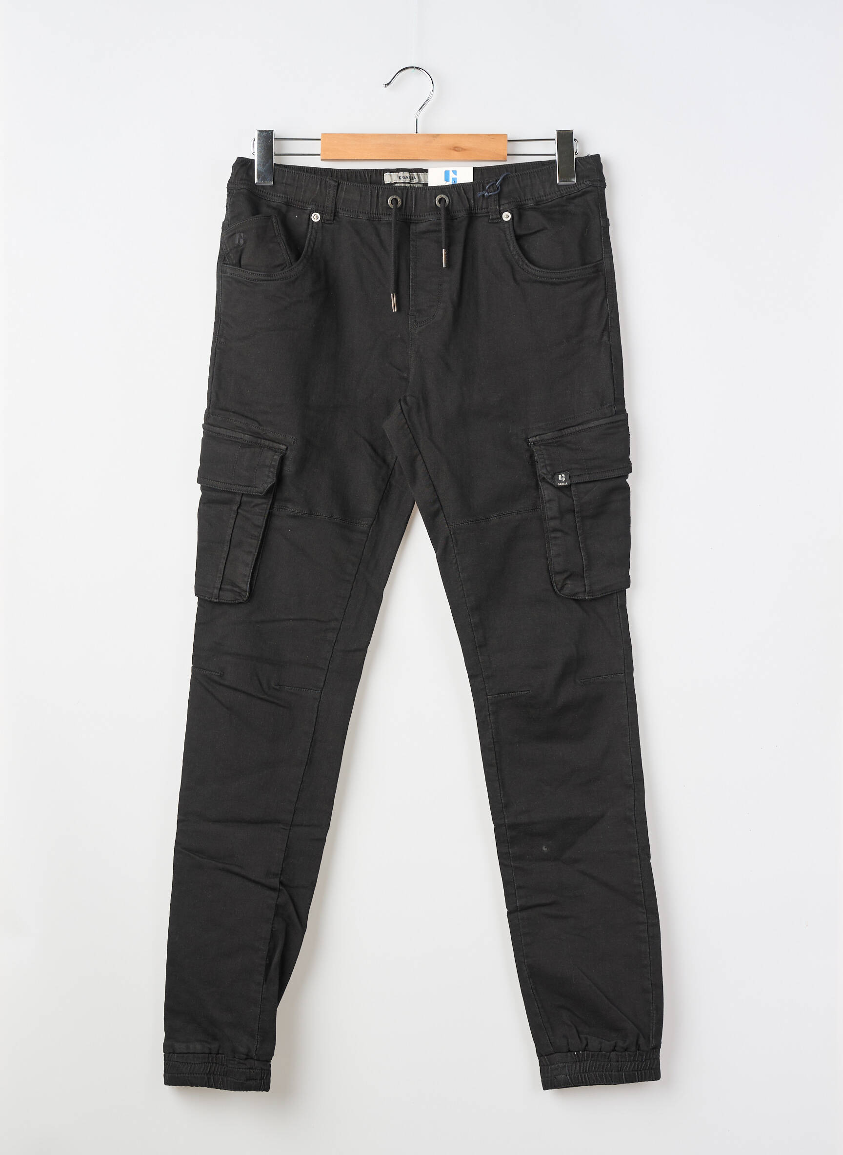 Pantalon cargo tissage popeline taille élastique noir GARCIA garçon