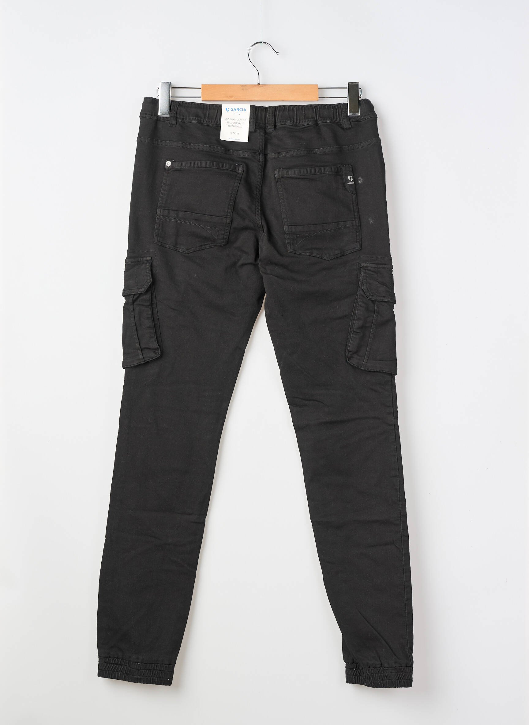 Pantalon cargo tissage popeline taille élastique noir GARCIA garçon