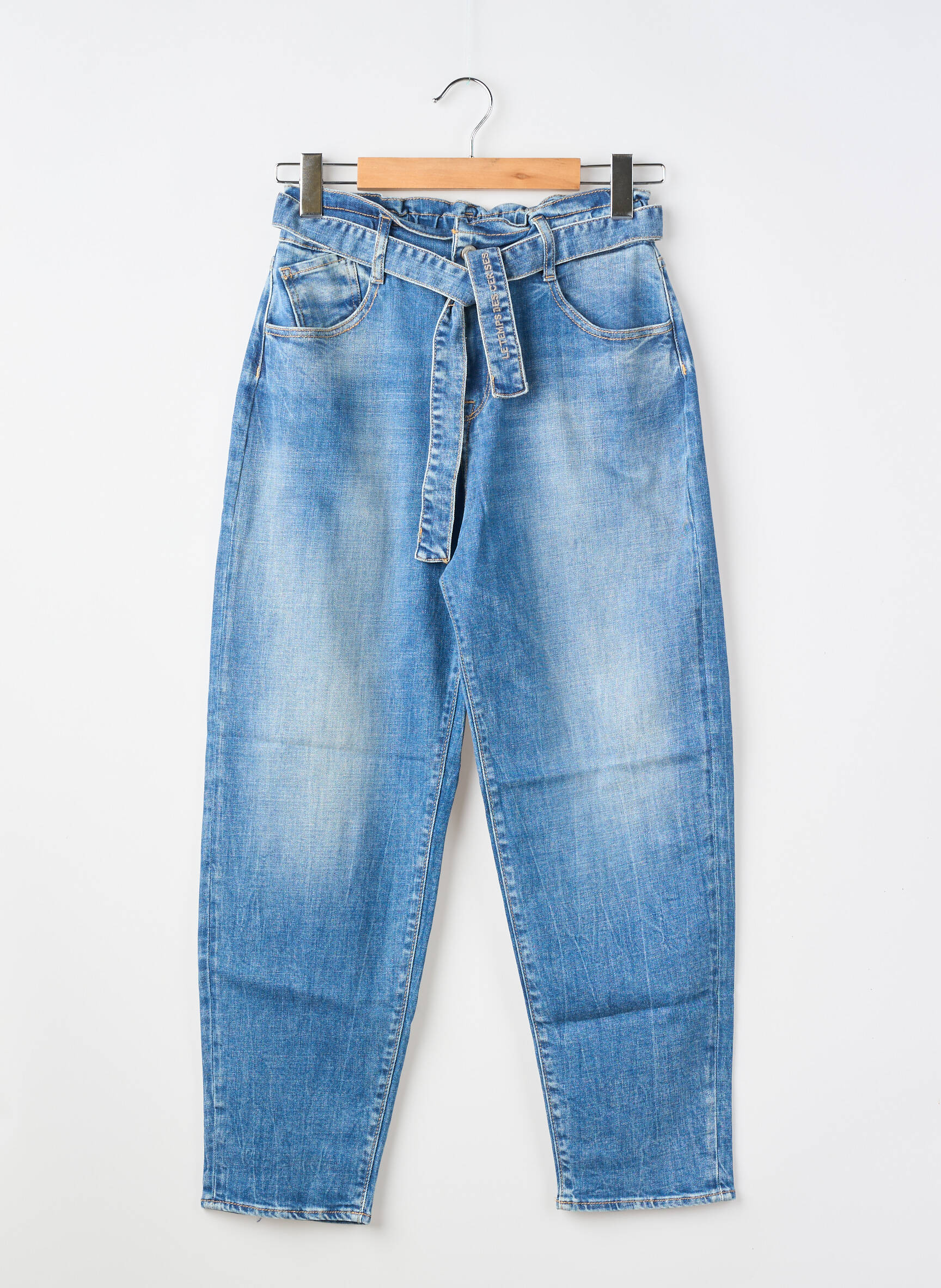 Jeans coupe large taille élastique taille élastique bleu LE TEMPS DES CERISES fille