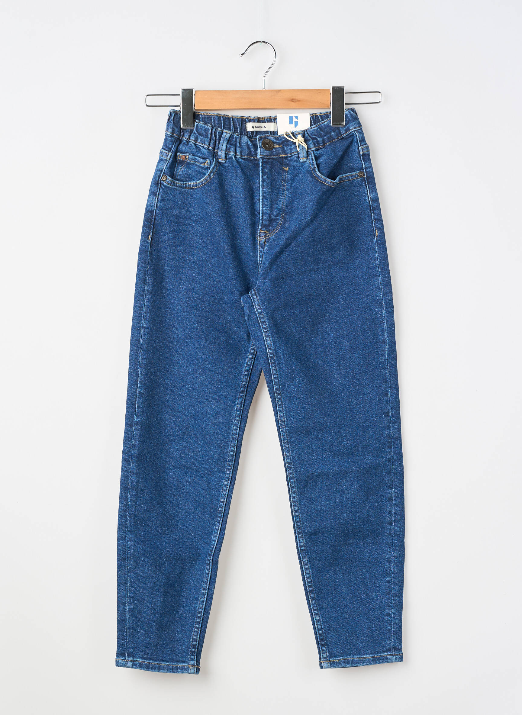 Jean coupe mom taille normale taille élastique bleu GARCIA fille
