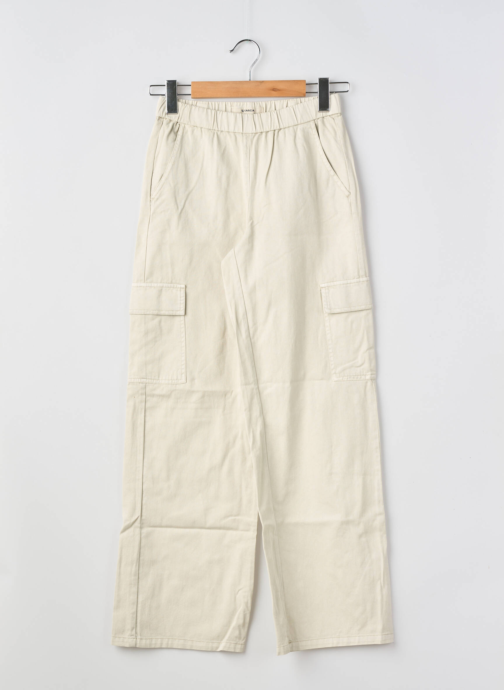 Pantalon cargo coupe droite taille élastique beige GARCIA fille