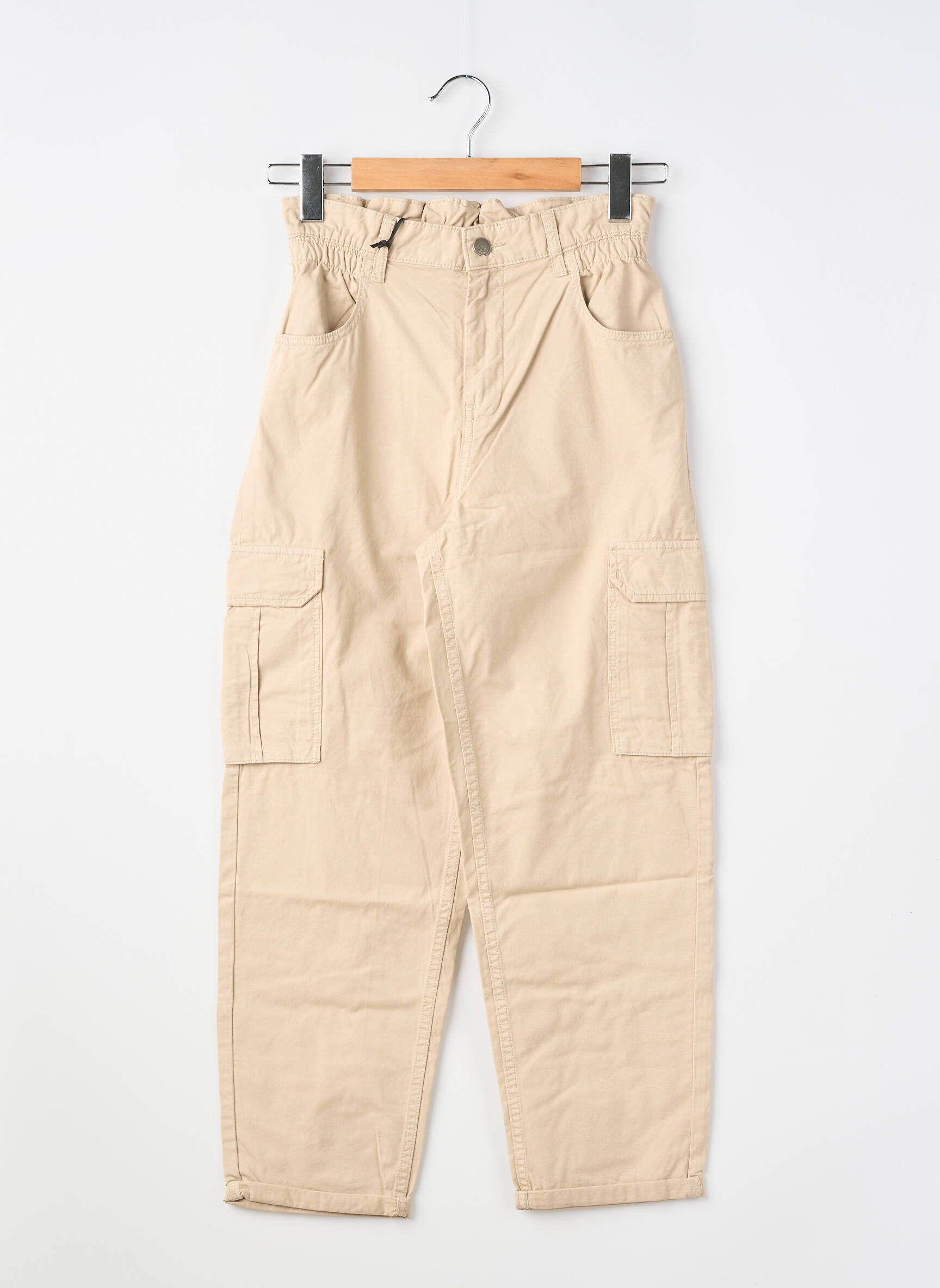 Pantalon cargo tissage popeline taille élastique beige TEDDY SMITH fille