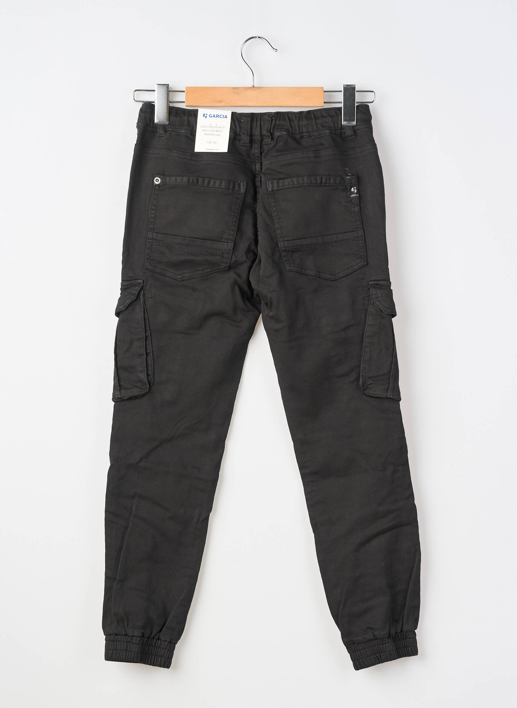 Pantalon cargo tissage popeline taille élastique noir GARCIA garçon