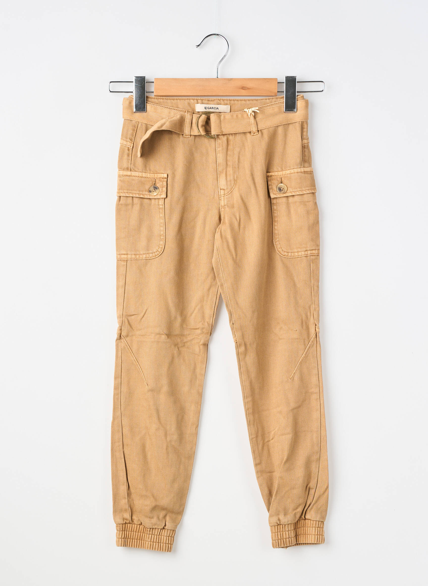 Pantalon slim tissage popeline marron GARCIA fille
