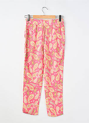 Pantalon droit poches taille élastique rose IKKS fille
