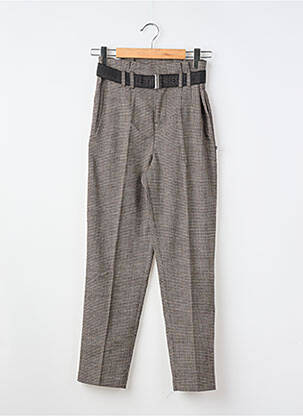 Pantalon droit coupe carotte taille à pinces marron LE TEMPS DES CERISES fille