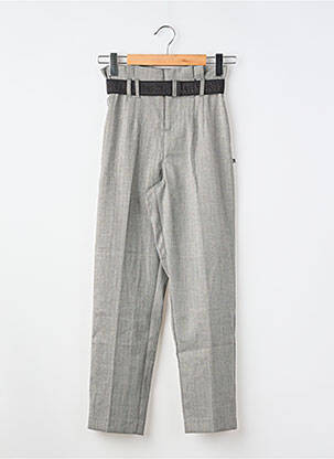 Pantalon droit coupe carotte taille à pinces gris LE TEMPS DES CERISES fille