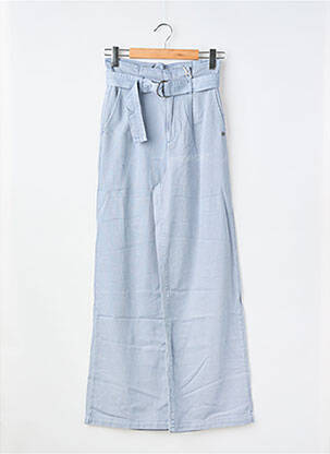 Pantalon large fermeture zippée sous rabat avec crochet taille à pinces bleu GARCIA fille